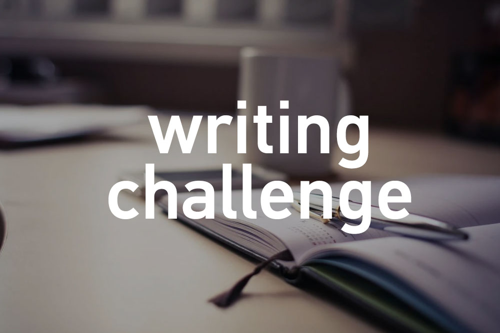 writing challenge with overlay